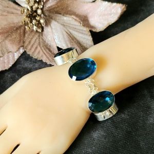 Sterling Silver Blue Sapphire Rhinestone Bracelet